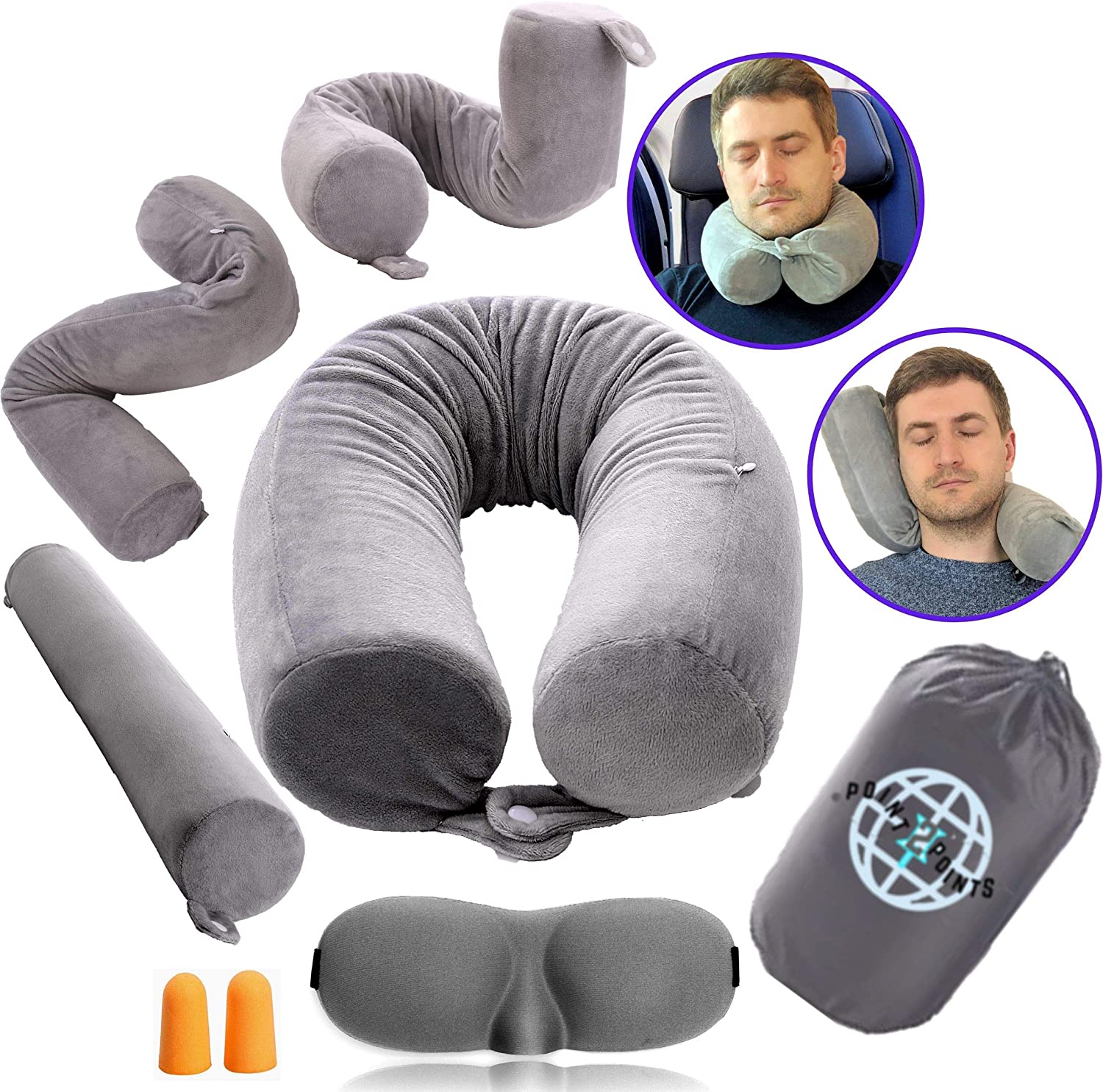 Travel Pillow - Twist, Memory Foam Travel Pillow - Head, Chin, Neck Support Flight Pillow